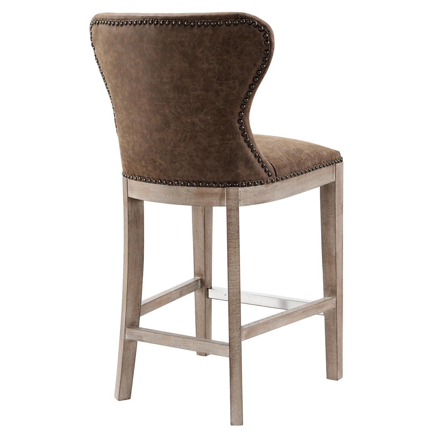 Modern Metal PU Leather Bar Stool – Dorsey Nubuck Chocolate