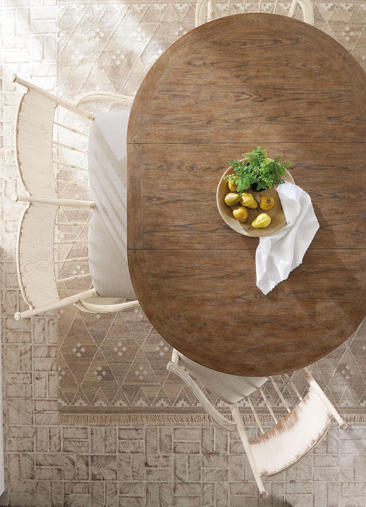 Americana Round Pedestal Dining Table with Leaf – Oak Veneer