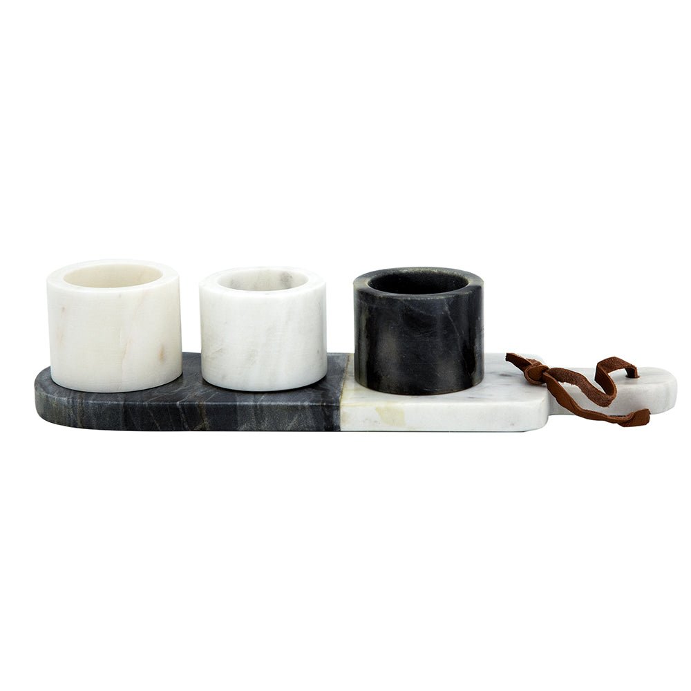 Jayce Marble Condiment Cups & Tray Set of 4 for Serving
