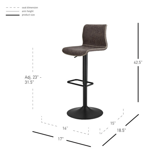 Jayden Gaslift Swivel Bar Stool – Vintage Coffee Brown