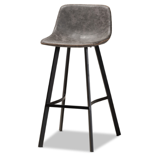 Tani Set of 2 Stitched Grey Bar Stools – Industrial Design