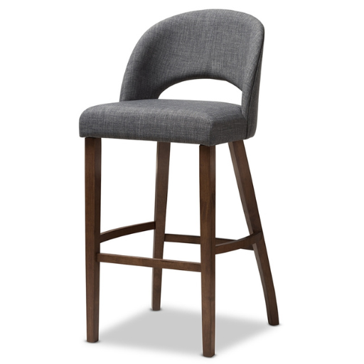 Melrose Dark Grey Walnut Bar Stools – Set of 2, Mid-Century