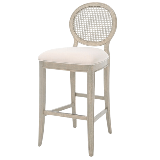 Karlee Rustic Grey Rattan Back Bar Stool Set of 2 – 43.5H