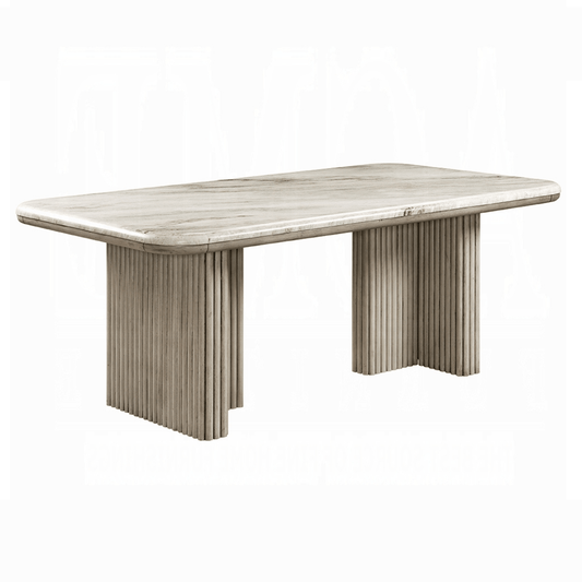 Charity Rectangular Marble Dining Table – Gray Oak Finish