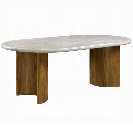 Darcy Oval Marble Dining Table – Elegant Double Pedestal