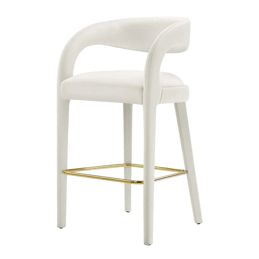 Pinnacle Set of 2 Performance Velvet Bar Stool in Ivory