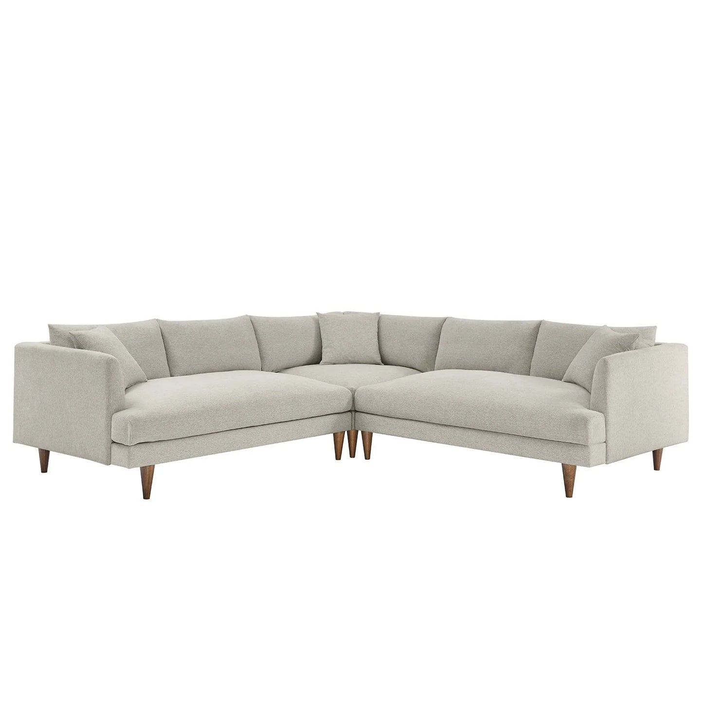 Zoya 3-Piece Ivory Down-Filled Upholstered Sectional Sofa