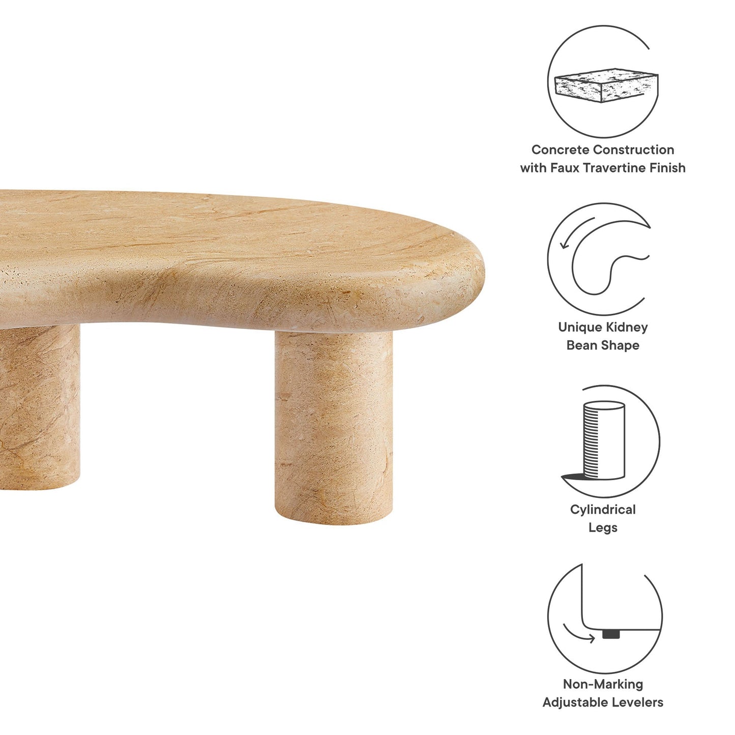 Elowen Faux Travertine Coffee Table