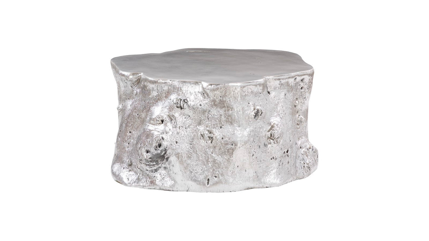 Log Coffee Table in Silver Leaf – Modern Organic 36″