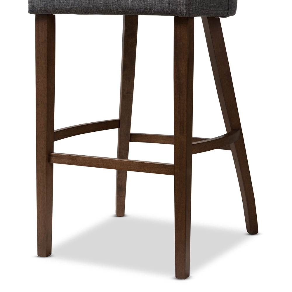 Melrose Dark Grey Walnut Bar Stools – Set of 2, Mid-Century
