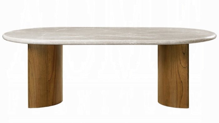 Darcy Oval Marble Dining Table – Elegant Double Pedestal