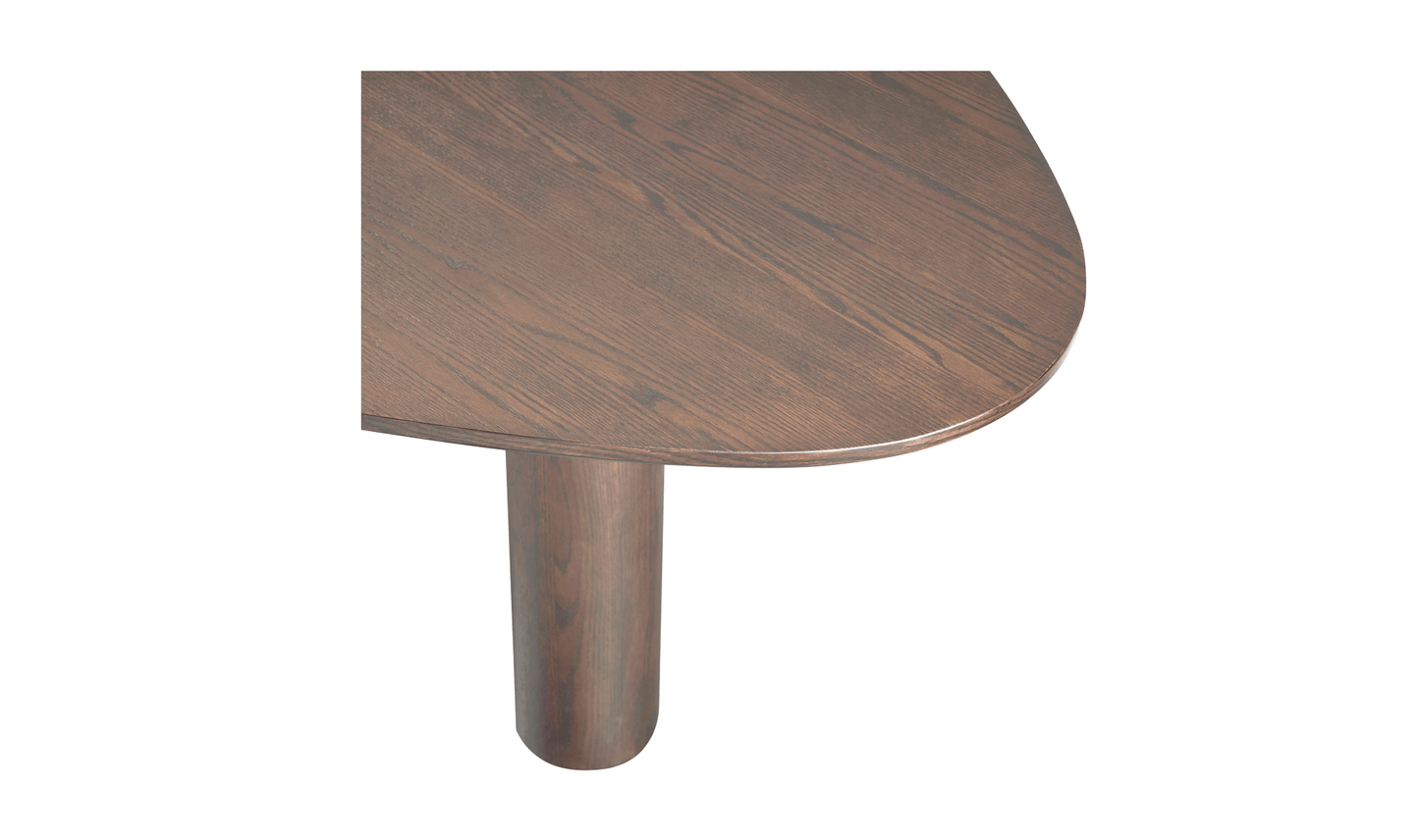 Finley Rounded Triangle Dining Table in Smoked Ash Wood