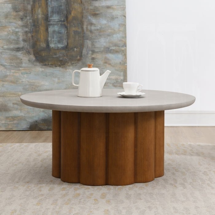 Evelyn Round Faux Concrete Coffee Table