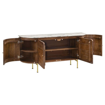 Ortega 4-Door Marble Top Mango Wood Dining Sideboard