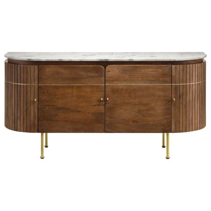 Ortega 4-Door Marble Top Mango Wood Dining Sideboard