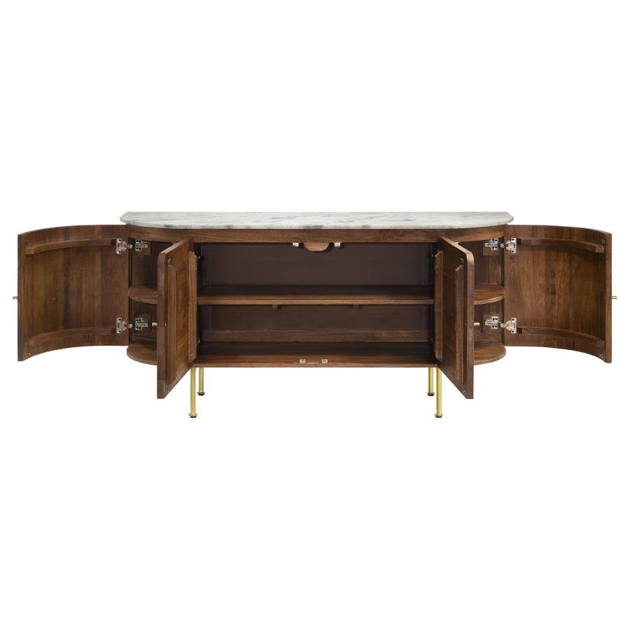 Ortega 4-Door Marble Top Mango Wood Dining Sideboard