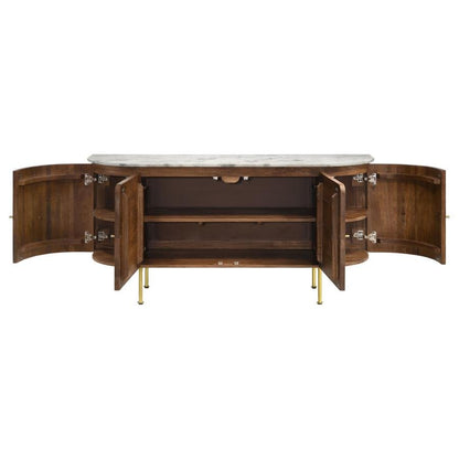 Ortega 4-Door Marble Top Mango Wood Dining Sideboard