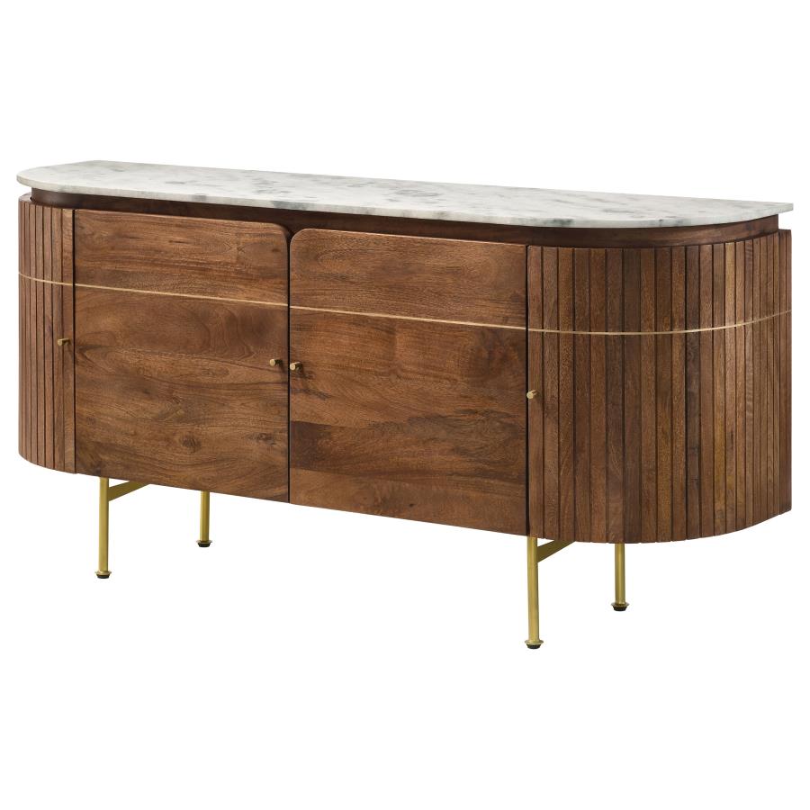 Ortega 4-Door Marble Top Mango Wood Dining Sideboard