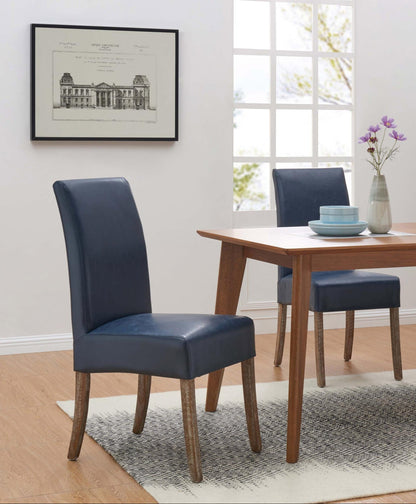 Valencia Set of 2 Leather Dining Chairs in Vintage Blue