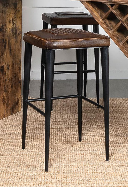 Alvaro Set of 2 Leather Bar Stool in Antique Brown