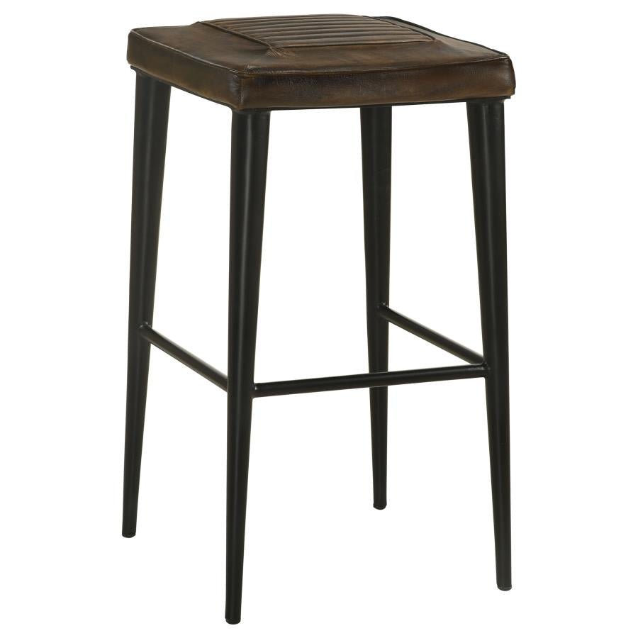 Alvaro Set of 2 Leather Bar Stool in Antique Brown