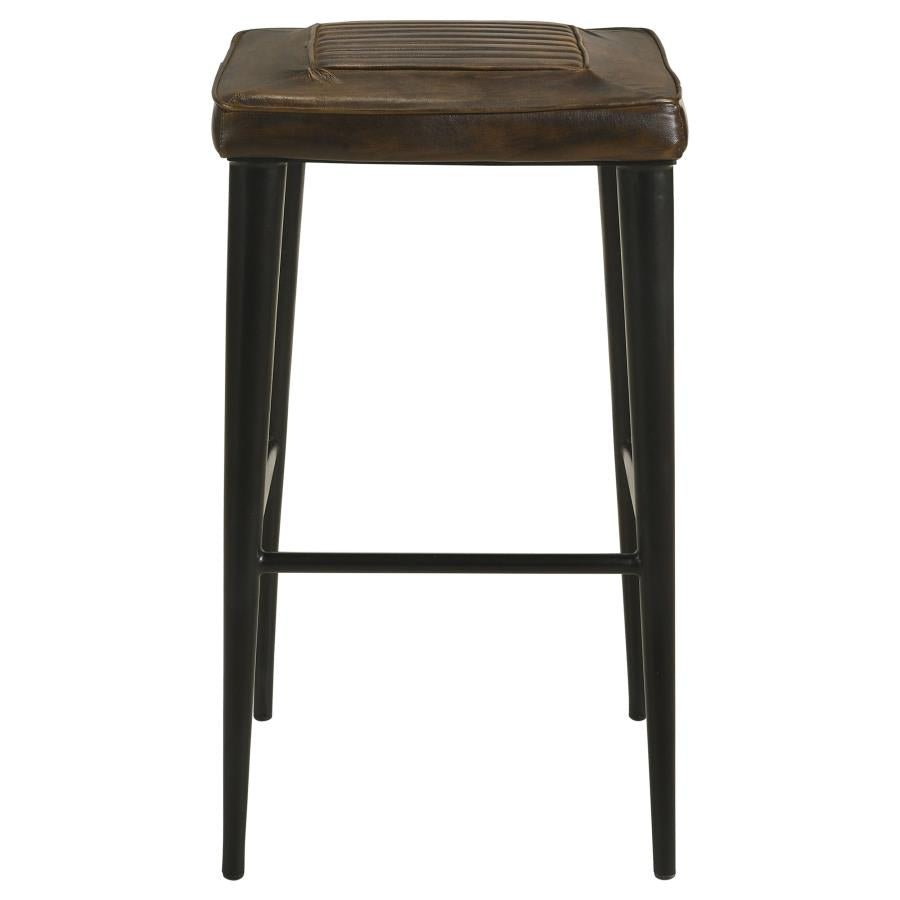 Alvaro Set of 2 Leather Bar Stool in Antique Brown