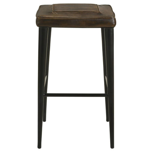 Alvaro Set of 2 Leather Bar Stool in Antique Brown