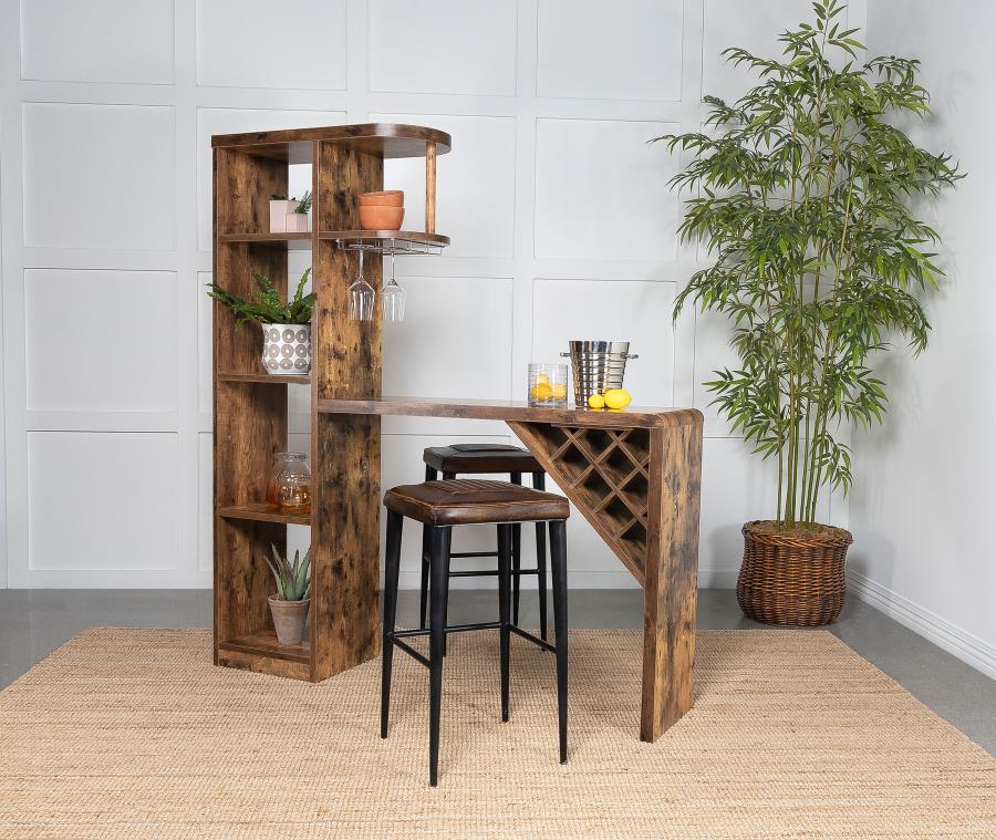 Alvaro Set of 2 Leather Bar Stool in Antique Brown