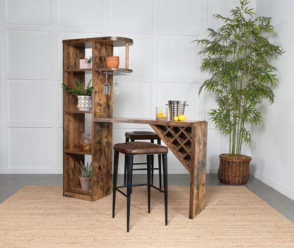 Alvaro Set of 2 Leather Bar Stool in Antique Brown