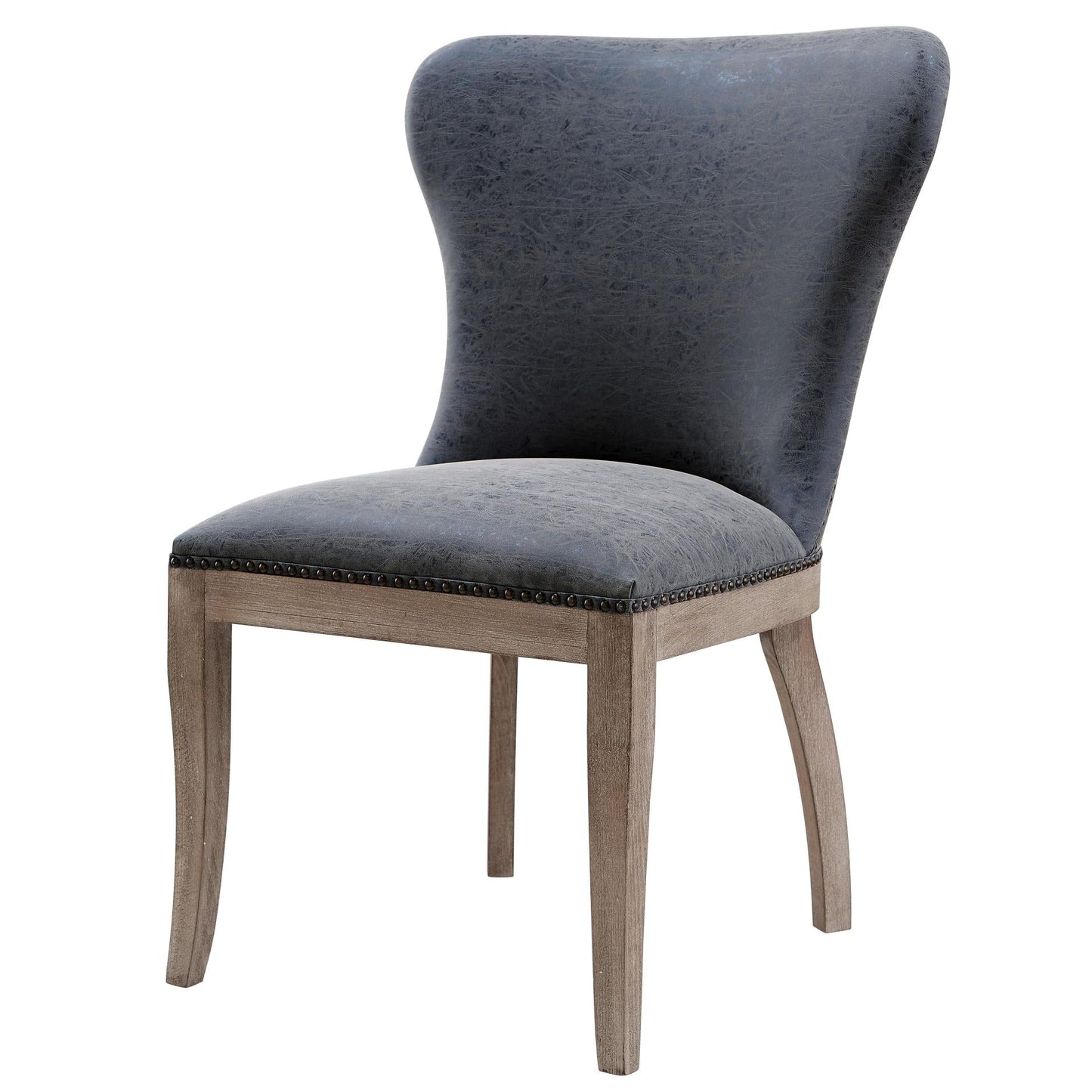 Dorsey Set of 2 Dining Chairs in Nubuck Charcoal Leather