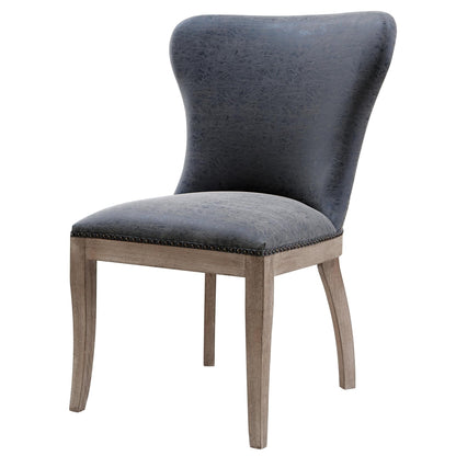 Dorsey Set of 2 Dining Chairs in Nubuck Charcoal Leather