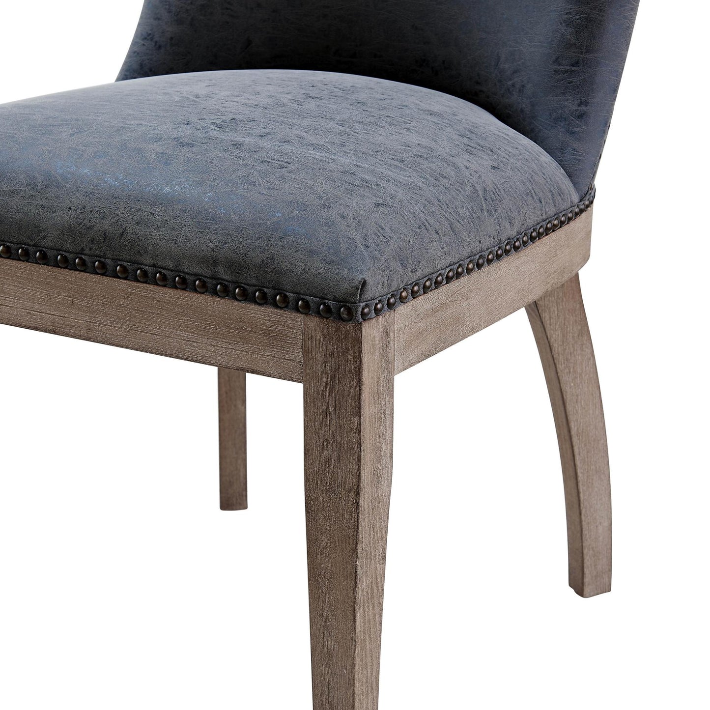 Dorsey Set of 2 Dining Chairs in Nubuck Charcoal Leather