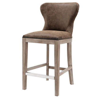 Modern Metal PU Leather Bar Stool – Dorsey Nubuck Chocolate