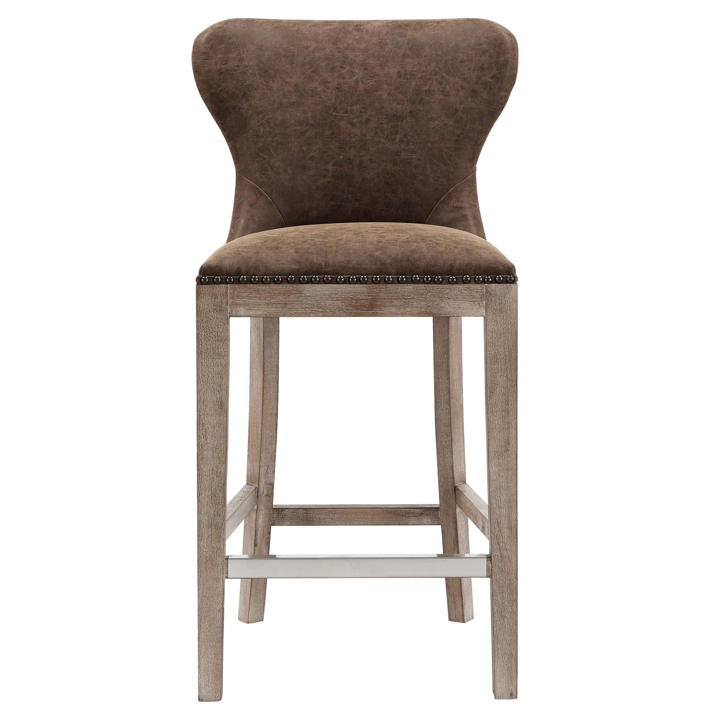 Modern Metal PU Leather Bar Stool – Dorsey Nubuck Chocolate