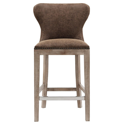 Modern Metal PU Leather Bar Stool – Dorsey Nubuck Chocolate