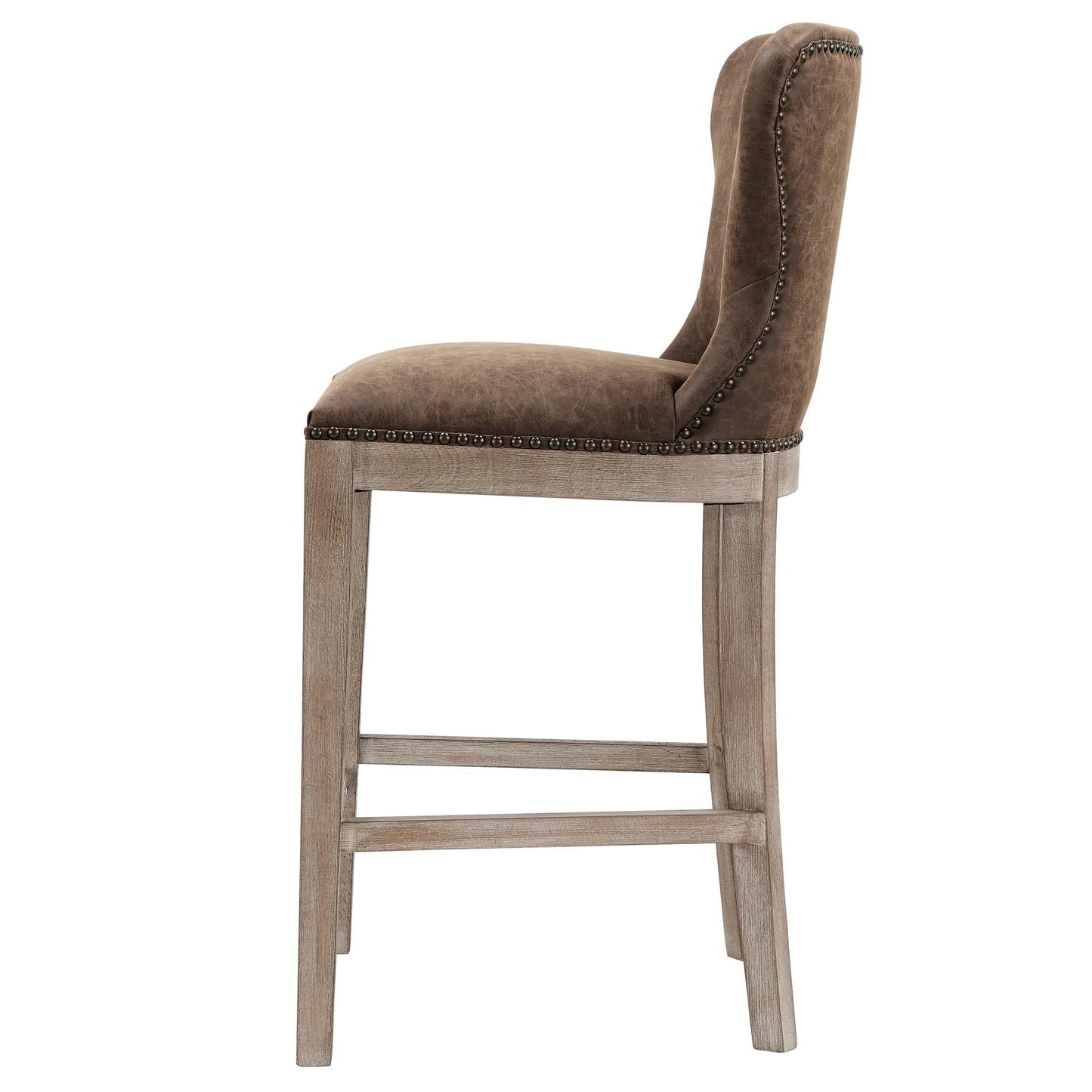 Modern Metal PU Leather Bar Stool – Dorsey Nubuck Chocolate