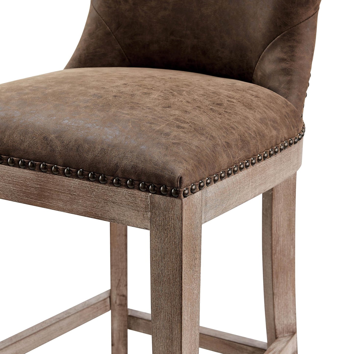 Modern Metal PU Leather Bar Stool – Dorsey Nubuck Chocolate
