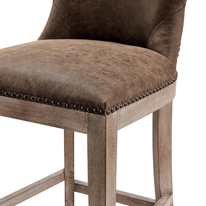 Modern Metal PU Leather Bar Stool – Dorsey Nubuck Chocolate