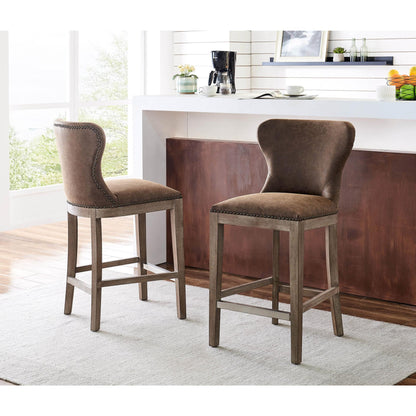 Modern Metal PU Leather Bar Stool – Dorsey Nubuck Chocolate