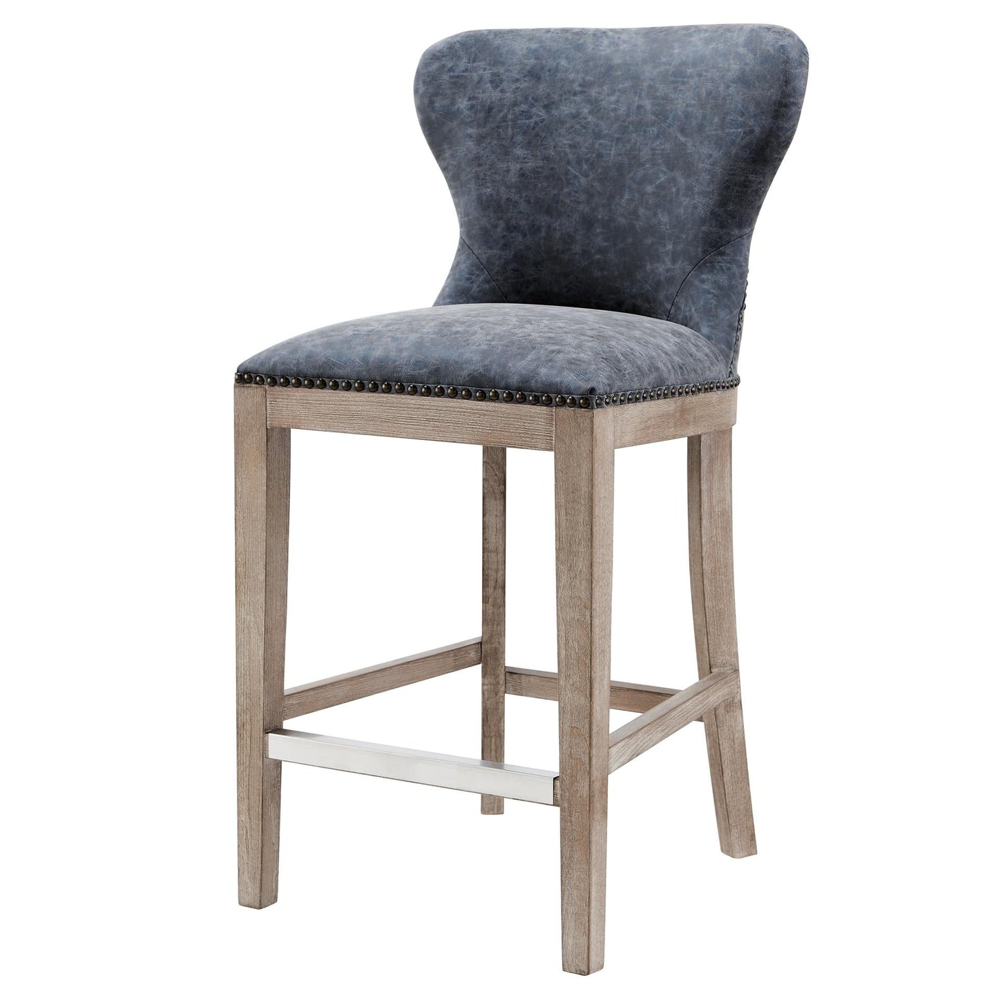 Dorsey Nubuck Charcoal Leather Bar Stool – 30.5 Seat Height