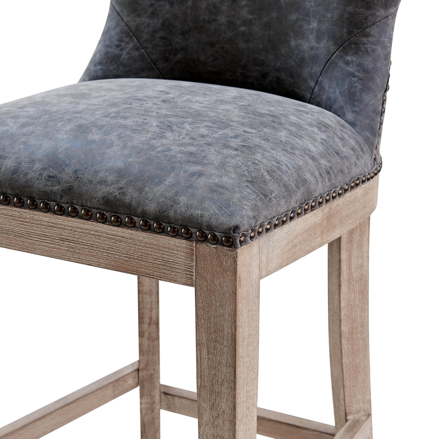 Dorsey Nubuck Charcoal Leather Bar Stool – 30.5 Seat Height