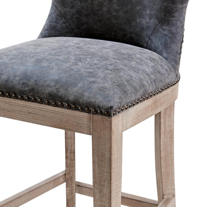 Dorsey Nubuck Charcoal Leather Bar Stool – 30.5 Seat Height