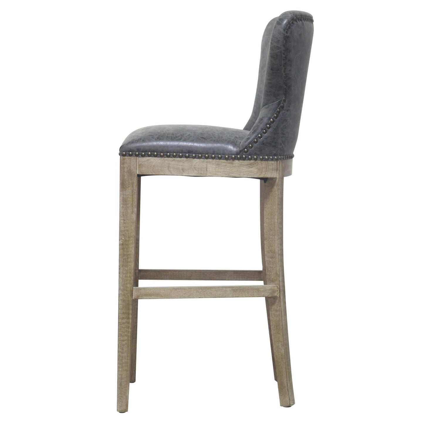 Dorsey Nubuck Charcoal Leather Bar Stool – 30.5 Seat Height