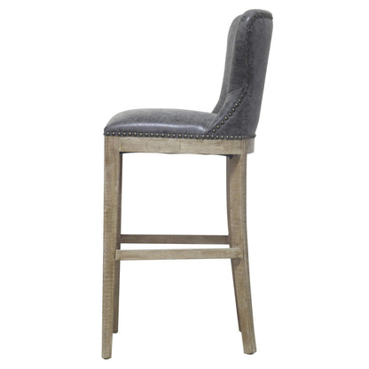 Dorsey Nubuck Charcoal Leather Bar Stool – 30.5 Seat Height