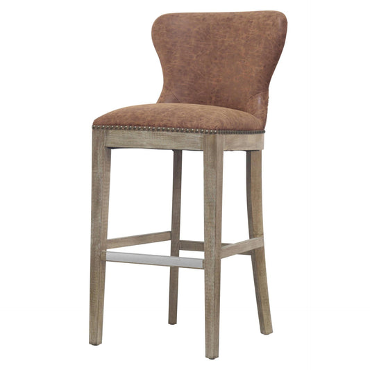 Modern Metal PU Leather Bar Stool – Dorsey Nubuck Chocolate