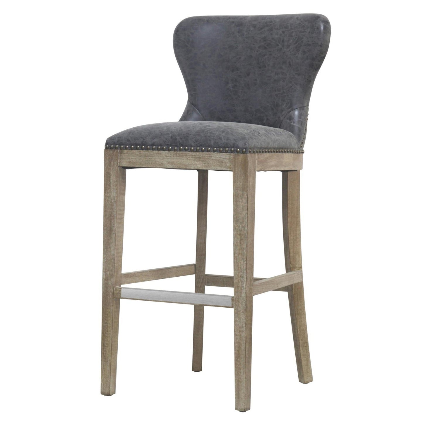 Dorsey Nubuck Charcoal Leather Bar Stool – 30.5 Seat Height
