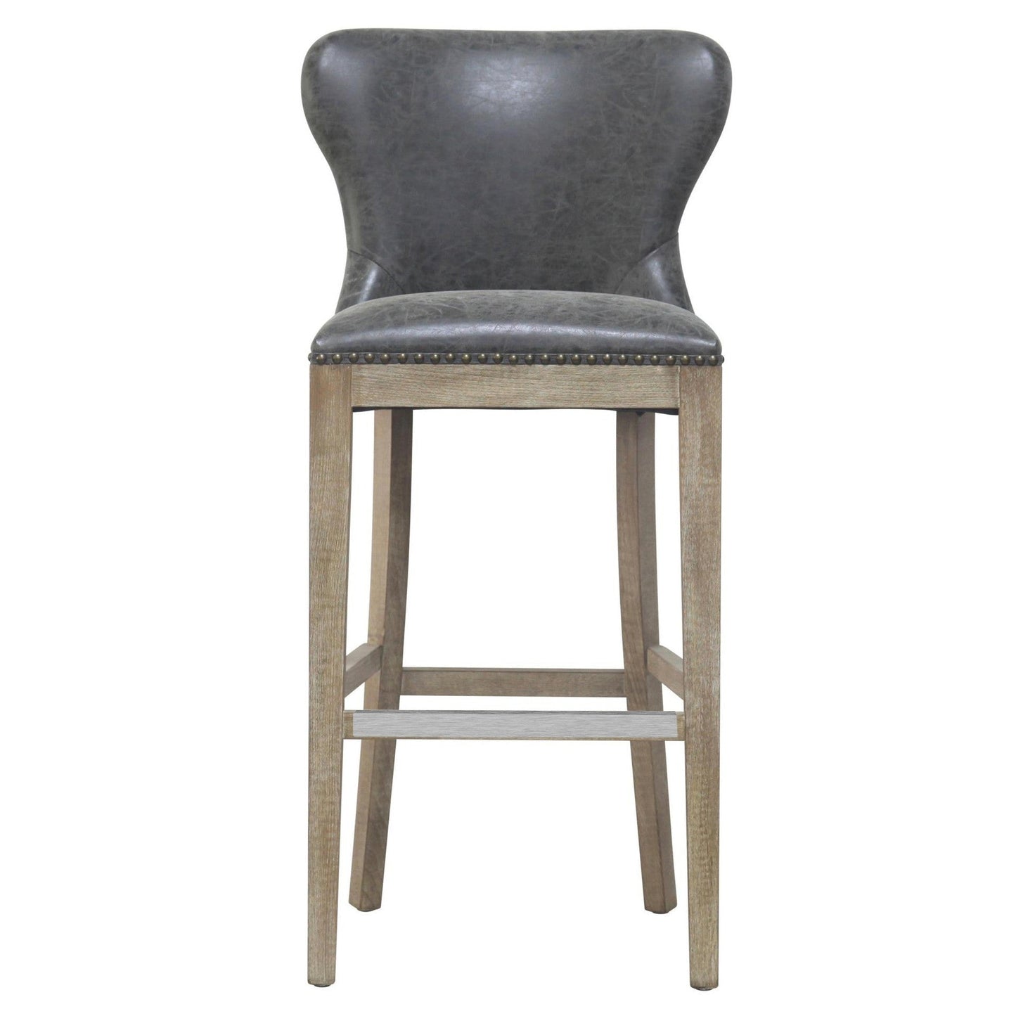 Dorsey Nubuck Charcoal Leather Bar Stool – 30.5 Seat Height