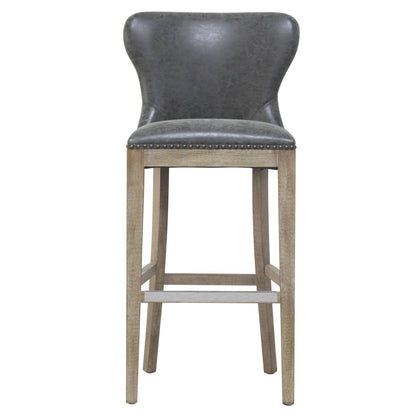 Dorsey Nubuck Charcoal Leather Bar Stool – 30.5 Seat Height