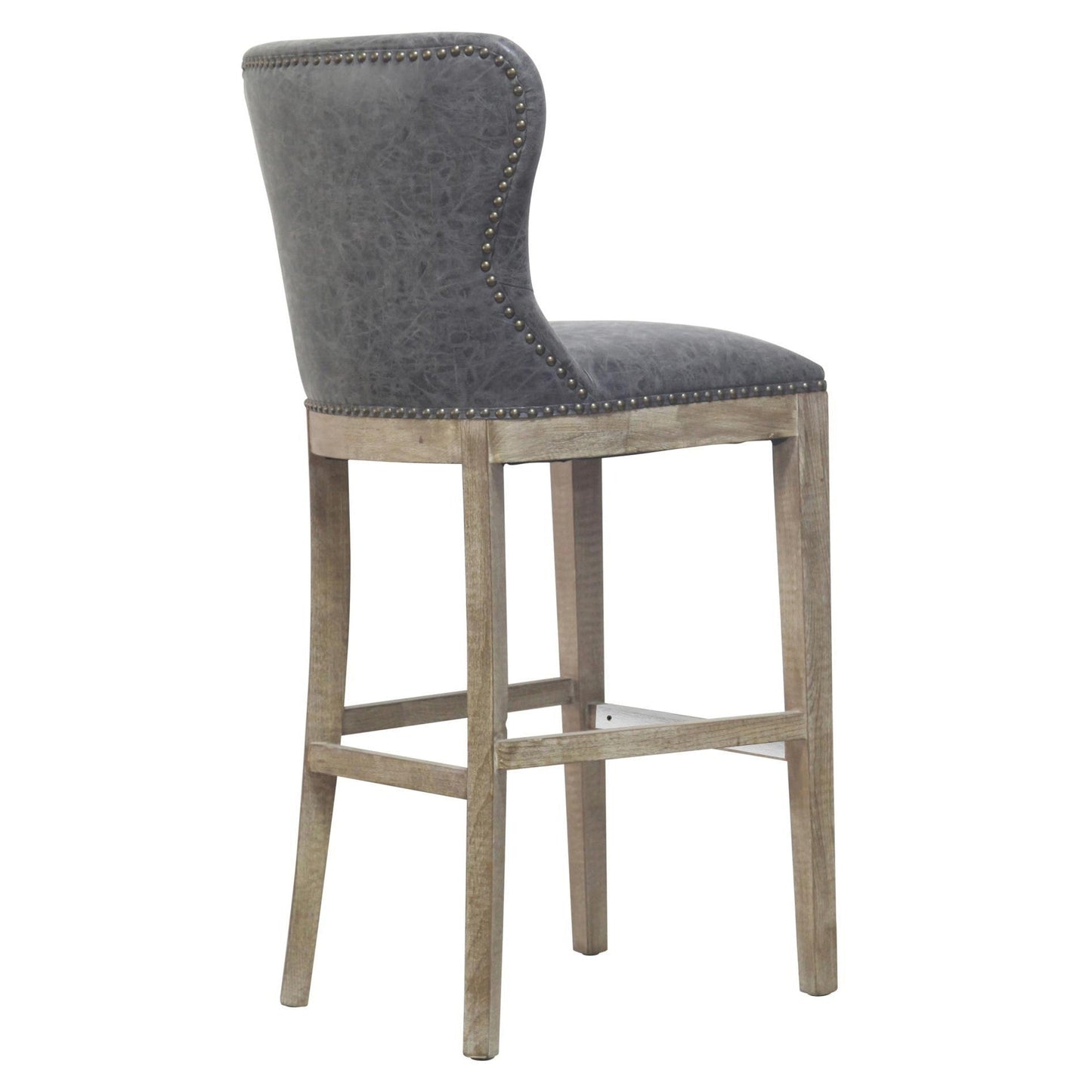 Dorsey Nubuck Charcoal Leather Bar Stool – 30.5 Seat Height