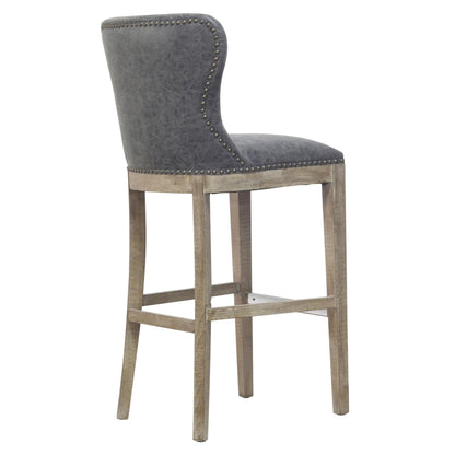 Dorsey Nubuck Charcoal Leather Bar Stool – 30.5 Seat Height